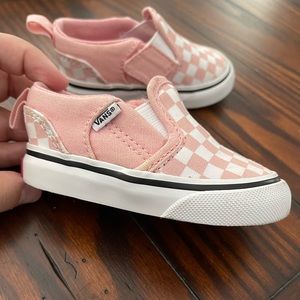 Vans toddler size 4 pink and white check